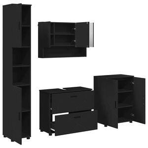 vidaXL Juego de muebles de ba&ntilde;o 4 uds. Negro 35 x 30 x 192 cm