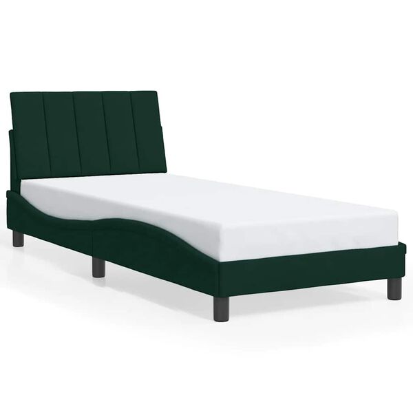 vidaXL Estructura de cama sin colch&oacute;n Hanko terciopelo verde oscuro 80x200cm