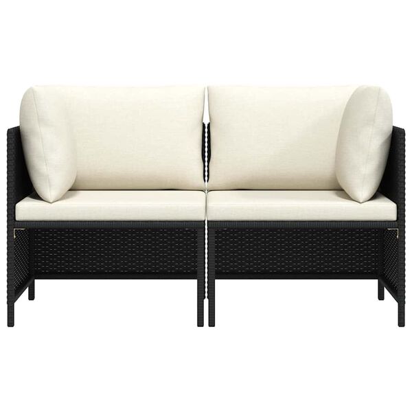 vidaXL Sofá de jardín de 2 plazas con cojines ratán sintético negro