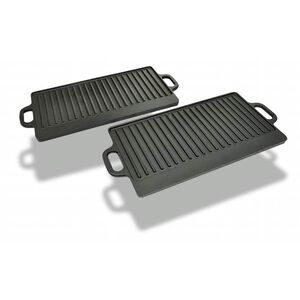 vidaXL Placa parrilla de hierro fundido reversible 38x23cm 2 unidades