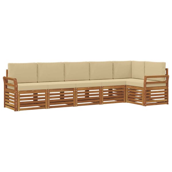 vidaXL Juegos de sof&aacute;s 6 pcs Natural y Beige Madera de Acacia S&oacute;lida