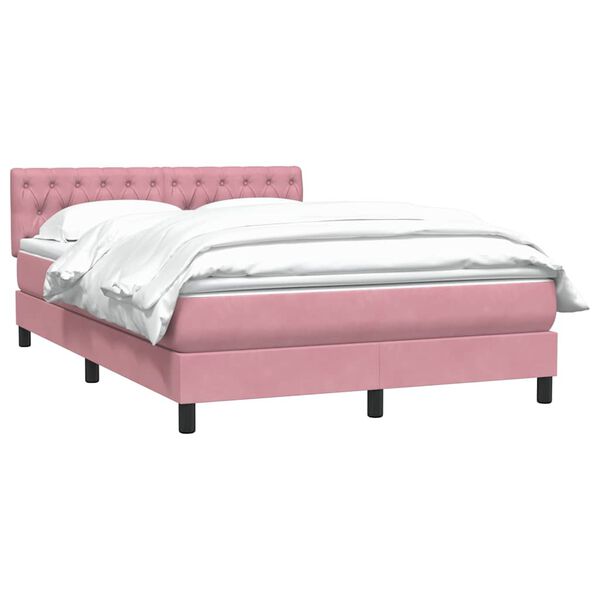 vidaXL Cama box spring con colch&oacute;n terciopelo rosa 140x210 cm