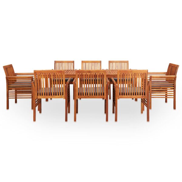 vidaXL Set comedor de jard&iacute;n 9 pzas y cojines madera maciza de acacia