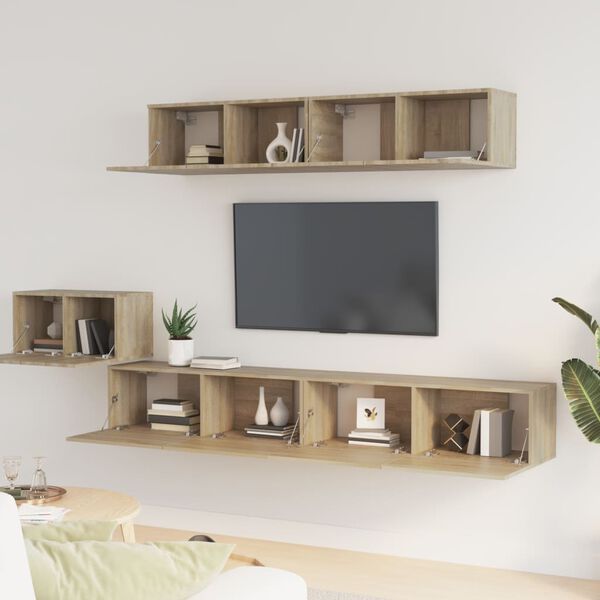 vidaXL Set de muebles para TV 5 pzas madera contrachapada roble Sonoma