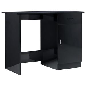 vidaXL Escritorio de madera contrachapada negro brillo 100x50x76 cm