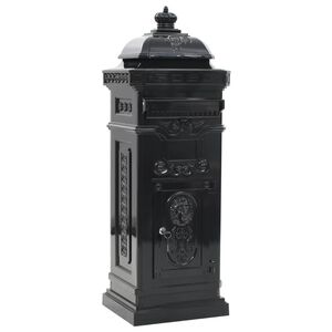 vidaXL Buz&oacute;n de columna de aluminio estilo vintage inoxidable negro