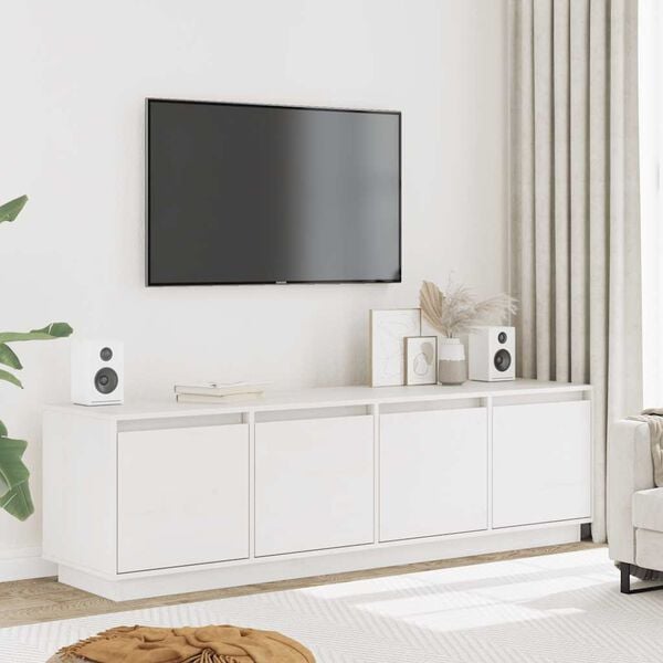 vidaXL Mueble de TV madera maciza de pino blanco 156x37x45 cm