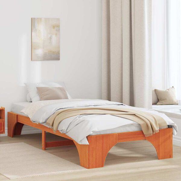 vidaXL Estructura de cama Marrón cera 75 x 190 cm