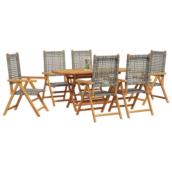 vidaXL Conjunto de Comedor de Jardín 7 pcs Gris