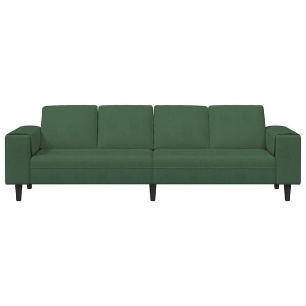 vidaXL Sof&aacute; con coj&iacute;n Verde oscuro 250 x 77 x 76 cm Tela de Pana