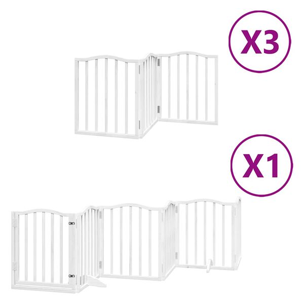 vidaXL Puerta de perros plegable 15 paneles madera &aacute;lamo blanca 750 cm