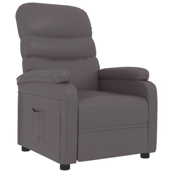 vidaXL Sill&oacute;n reclinable de cuero sint&eacute;tico gris