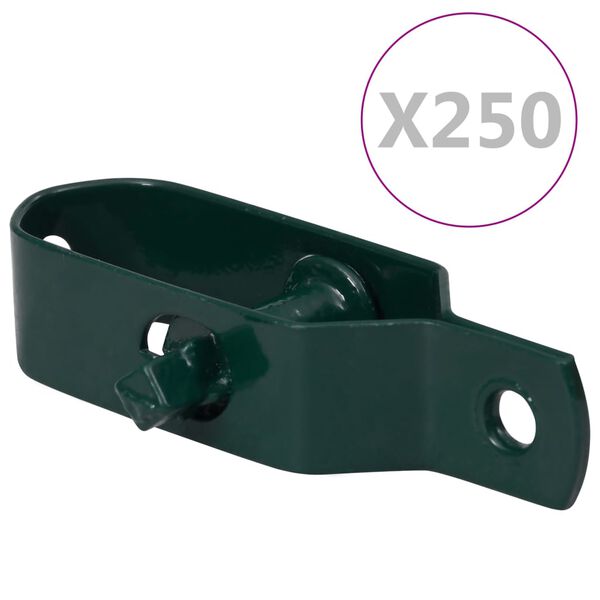 vidaXL Tensores de alambre para valla 250 uds acero verde 90 mm