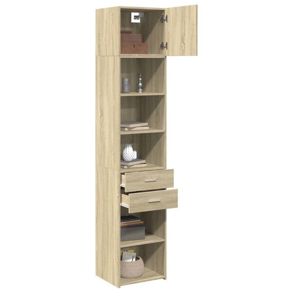 vidaXL Armario estrecho madera ingenier&iacute;a roble Sonoma 45x42,5x225 cm
