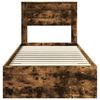 vidaXL Estructura de cama con cabecera Roble ahumado 90 x 200 cm