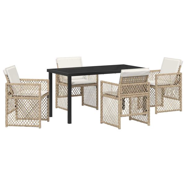 vidaXL Conjunto de Comedor de Jard&iacute;n 5 pcs Beige rat&aacute;n sint&eacute;tico