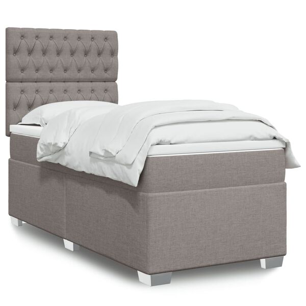 vidaXL Cama box spring con colch&oacute;n tela gris taupe 80x200 cm