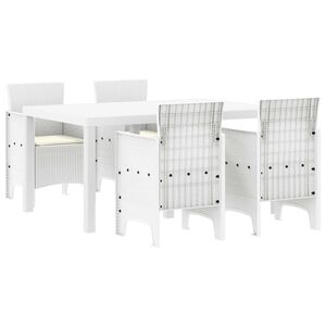 vidaXL Conjunto de Comedor de Jardín 5 pcs Blanco Ratan Polt