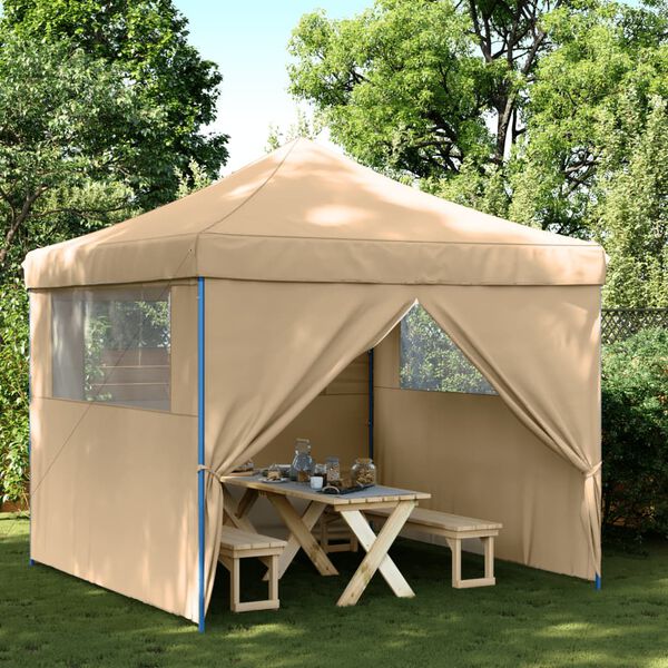 vidaXL Tienda de fiesta plegable Pop-Up con 4 paredes laterales beige