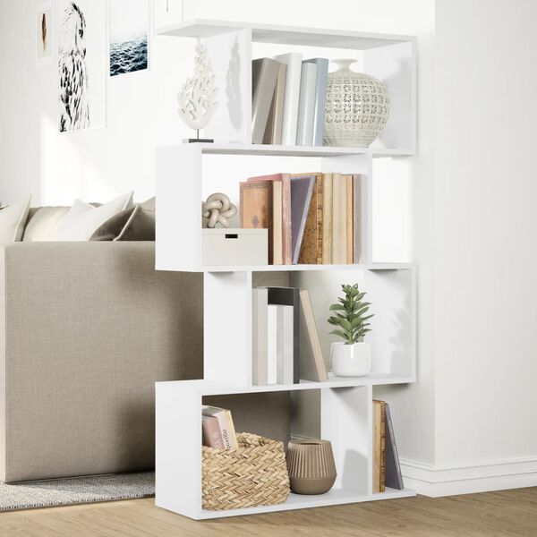 vidaXL Librer&iacute;a biombo de 4 niveles, blanca, 70 x 24 x 129 cm, madera de ingenier&iacute;a