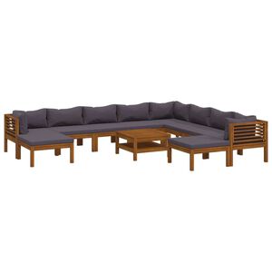 vidaXL Muebles de jard&iacute;n 11 pzas cojines madera maciza de acacia