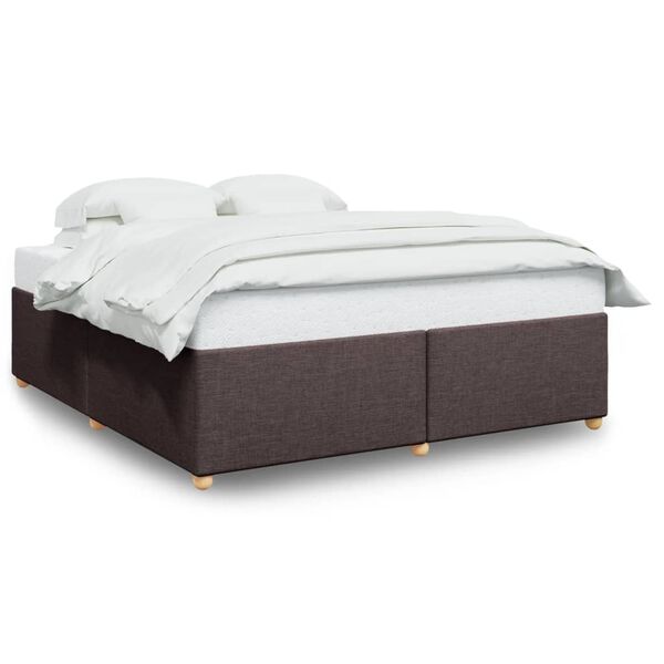 vidaXL Cama sin colch&oacute;n tela marr&oacute;n oscuro 200x200 cm