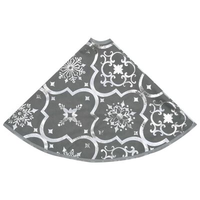 vidaXL Falda del árbol de Navidad de lujo con calcetín tela gris 90 cm