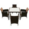 vidaXL Set comedor de jardín 5 piezas y cojines ratán sintético marrón