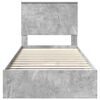 vidaXL Cama con almacenamiento con cabecera Gris Concreto 90 x 200 cm