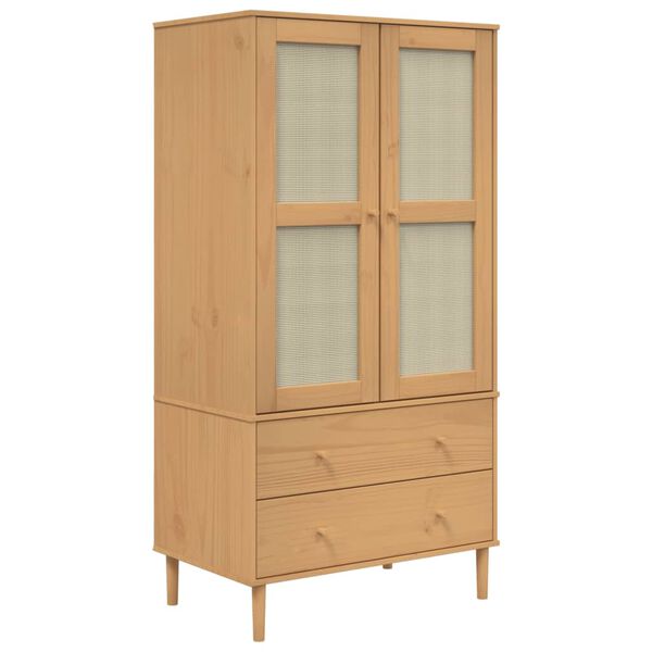vidaXL Armario SENJA aspecto de ratán madera pino marrón 90x55x175 cm