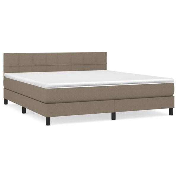 vidaXL Cama box spring con colch&oacute;n tela gris taupe 160x200 cm