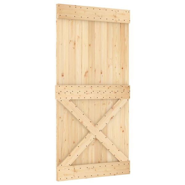 vidaXL Puerta corredera con herrajes madera maciza de pino 100x210 cm