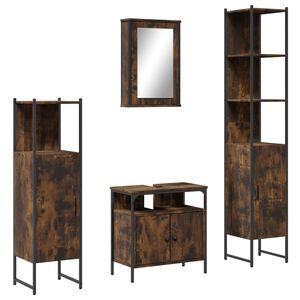 vidaXL Set de muebles ba&ntilde;o 4 pzas madera contrachapada roble ahumado