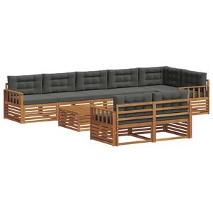 vidaXL Conjunto de sof&aacute;s de exterior 9 pcs Natural y Antracita
