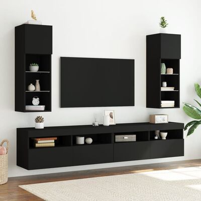 vidaXL Mueble para TV con luces LED negro 30,5x30x90 cm
