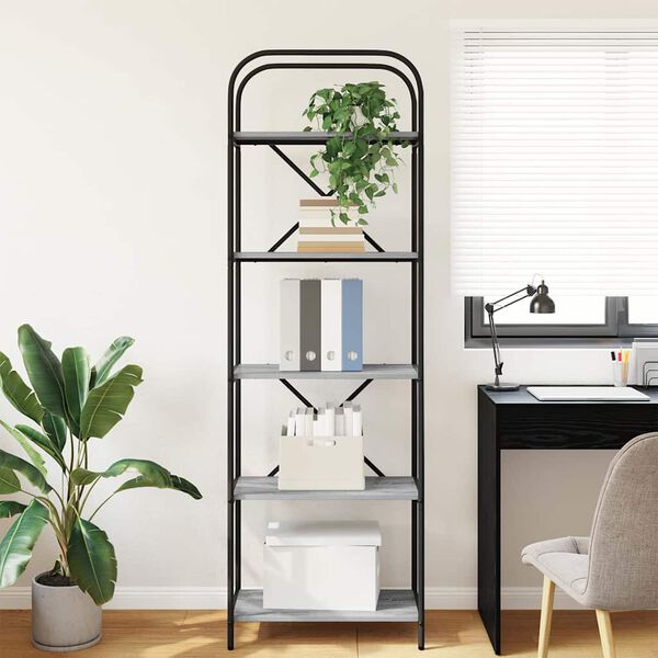 vidaXL Estante de libros Gris Sonoma 60 x 30 x 183 cm