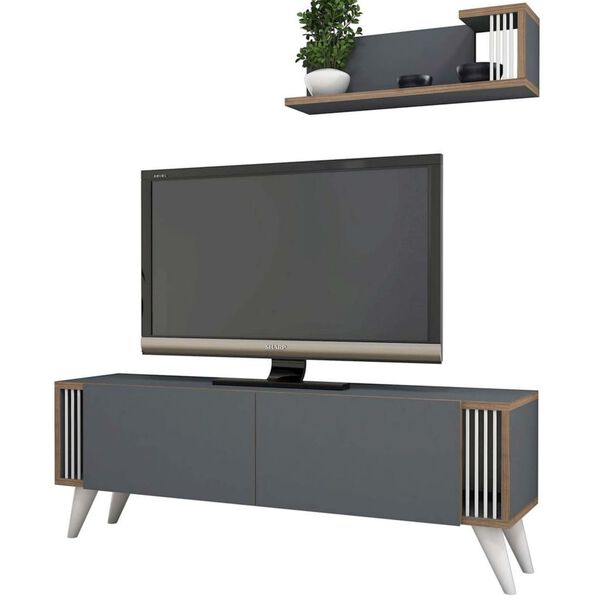 Homemania Mueble para TV Nicol gris antracita 120x31x42 cm