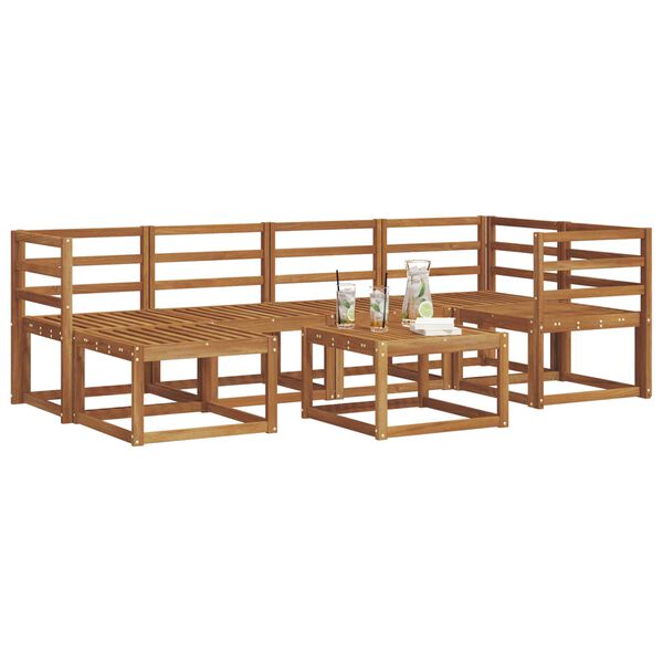 vidaXL Conjunto de sof&aacute;s de exterior 7 pcs Gris Natural y Claro