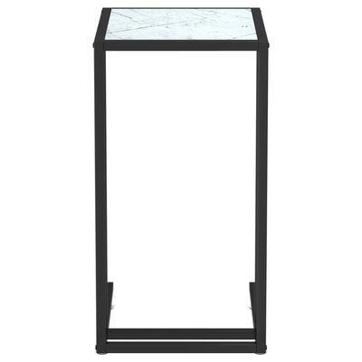 vidaXL Mesita ordenador vidrio transparente blanco mármol 50x35x65cm