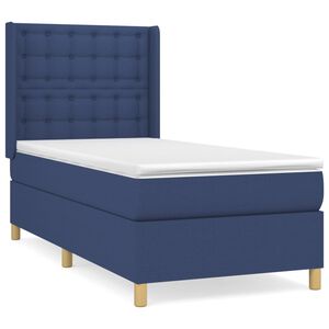 vidaXL Cama box spring con colch&oacute;n tela azul 100x200 cm
