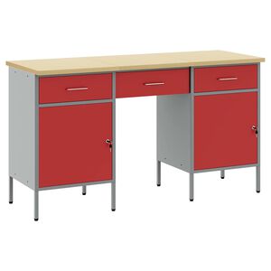vidaXL Armario de trabajo 3 pcs Rojo Madera Ingenierizada y Acero