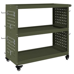 vidaXL Carro de herramientas con estante Verde oliva 75 x 35 x 73 cm