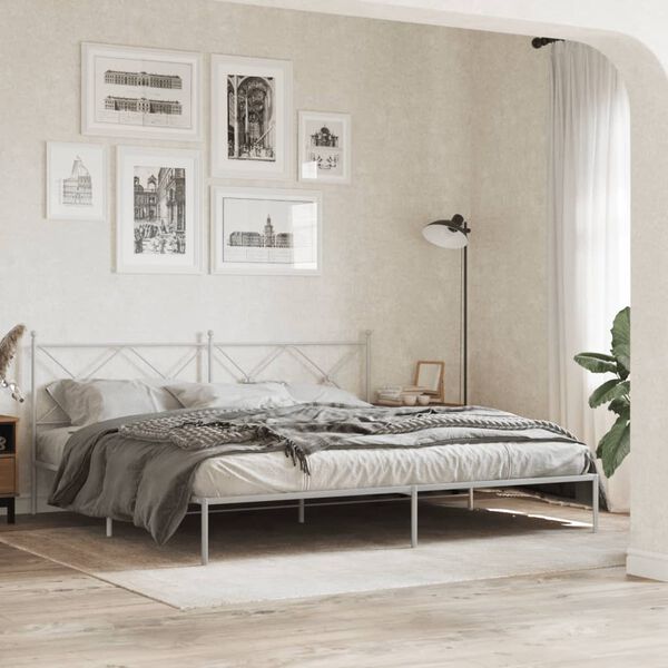 vidaXL Estructura cama sin colchón con cabecero metal blanco 200x200cm