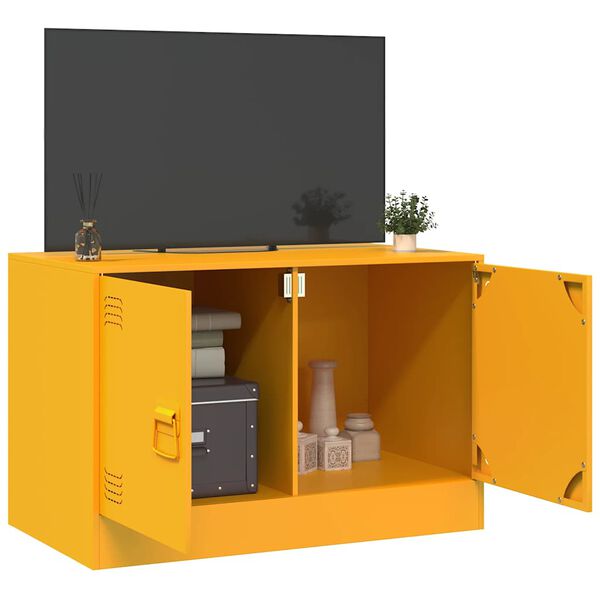 vidaXL Mueble para TV de acero amarillo mostaza 67x39x44 cm