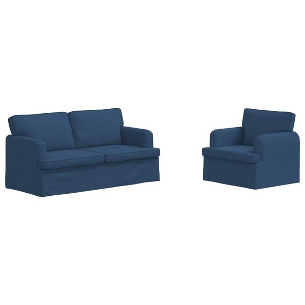 vidaXL Sof&aacute; 2 pcs Azul 162 x 80 x 85 cm tela