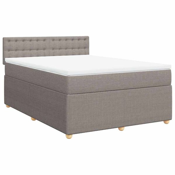 vidaXL Cama box spring con colch&oacute;n tela gris taupe 160x200 cm