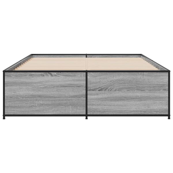 vidaXL Estructura cama madera ingenier&iacute;a metal gris Sonoma 120x200 cm