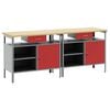 vidaXL Conjunto de banco de trabajo 2 uds. Rojo y Gris