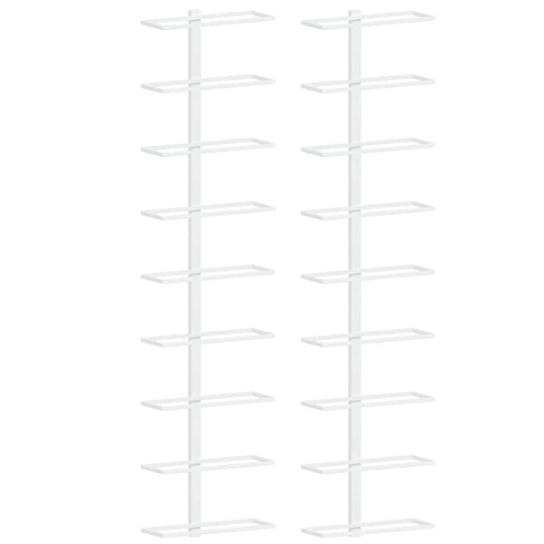 vidaXL Botellero de pared para 9 botellas 2 unidades hierro blanco