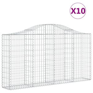 vidaXL Cestas de gaviones 10 uds forma arco hierro 200x30x100/120 cm